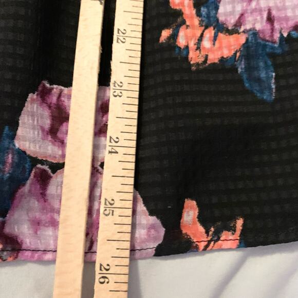 Rachel Roy Natalie Flutter Top 0X Sheer with Cami Black Blue Floral Relaxed Fit - Picture 11 of 13